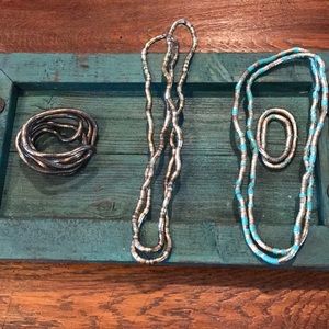 Vintage Antique Silver Necklace Bracelet Bendable